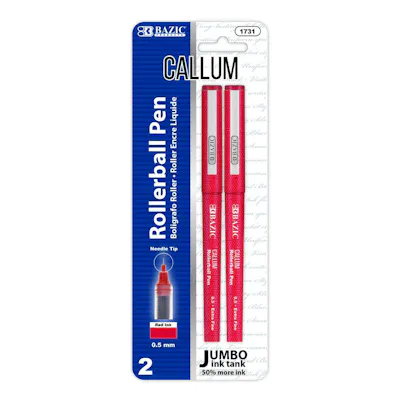Needle-Tip Rollerball Pens - Red, 2 Pack
