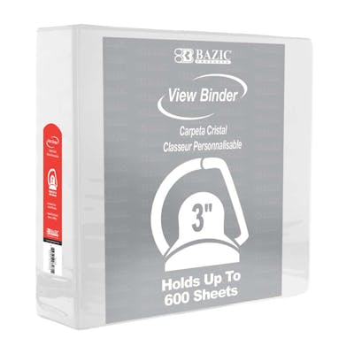 3" Slant-D Ring View Binders -  White, 2 Pockets