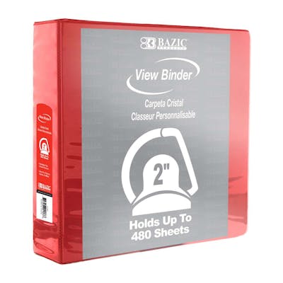 2" Slant-D Ring View Binders - Red, 2 Pockets