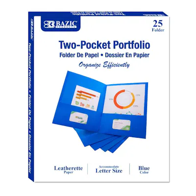 2 Pocket Folders - Blue, 25 Pack