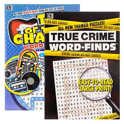 Music and True Crime Word Finds Books - Two Assorted