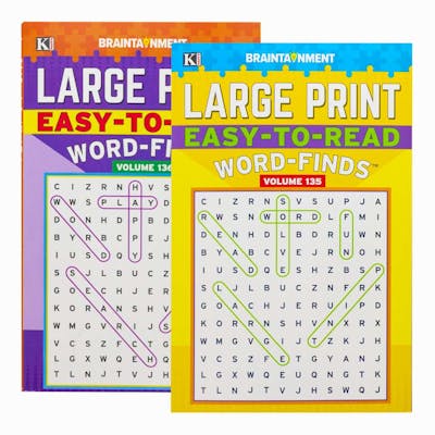 Large Print Easy-to-Read Word Find Puzzle Books - 2 Volumes