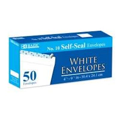 #10 Self-Seal White Envelope - 50 Piece