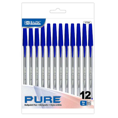 Ballpoint Pens - 12 Count, Blue, Medium