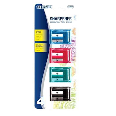 Pencil Sharpeners - 4 Count, Shavings Receptacle, Assorted Colors