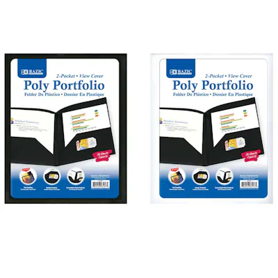 2-Pocket Poly Portfolio with View Cover - Assorted