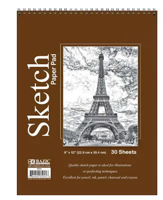 Top Bound Spiral Sketch Pads - 30 Sheets, 9" x 12"