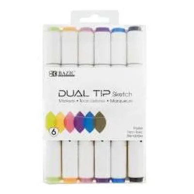 Pastel Coloring Markers - Dual Tip, 6 Pack