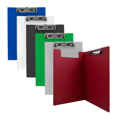 Covered Clipboard Folder - Low Profile Clip, PVC Covered Board, Assorted Colors