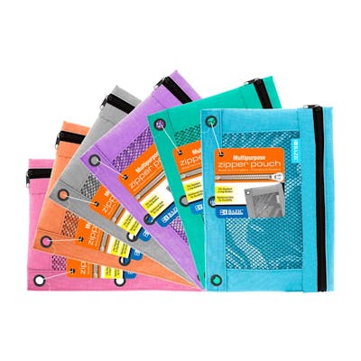 3-Ring Mesh Pencil Pouches - Assorted Retro Colors