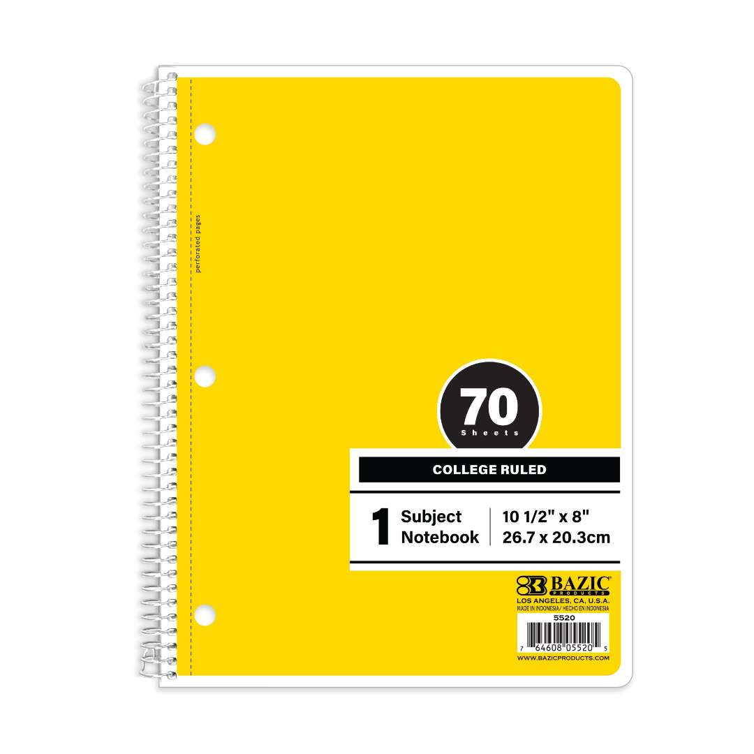 College Ruled Notebooks - 70 Sheets, Yellow | DollarDays