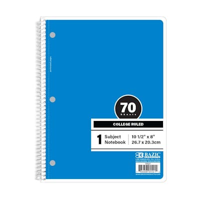 College Ruled Notebooks - 70 Sheets, Blue