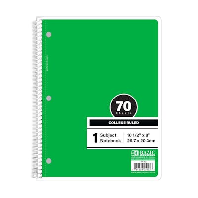 College Ruled Notebooks - 70 Sheets, Green