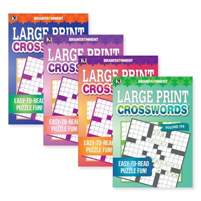 Crosswords Puzzle Books - Large Print, Four Titles