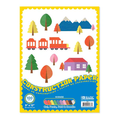 Construction Paper - 100 Sheets, Assorted Colors