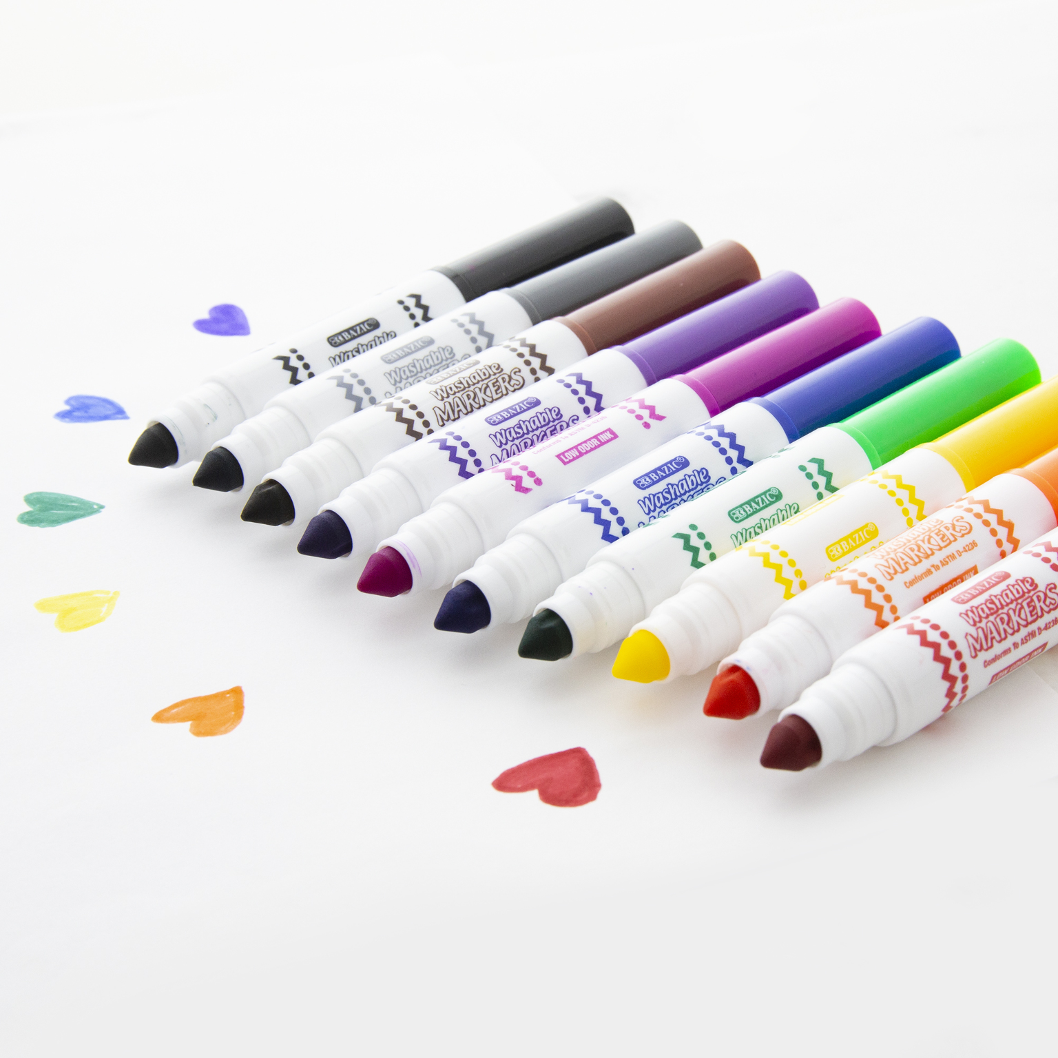 BAZIC Washable Markers Fine Line 24 Color Coloring Marker (24/Pack