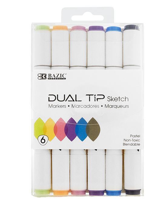 Wholesale Pastel Brush Markers - 6 Pack, Assorted - DollarDays