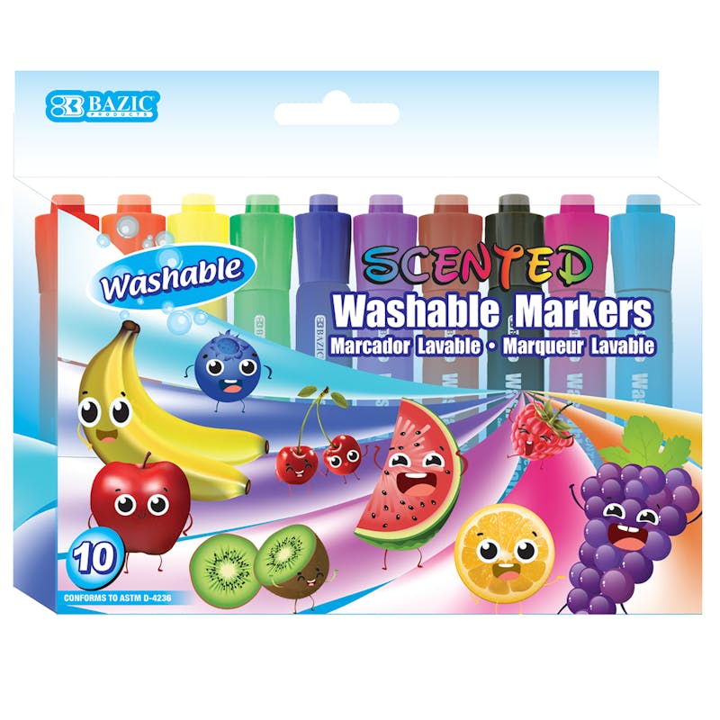 BAZIC Markers - 10 Count  Washable  Scented