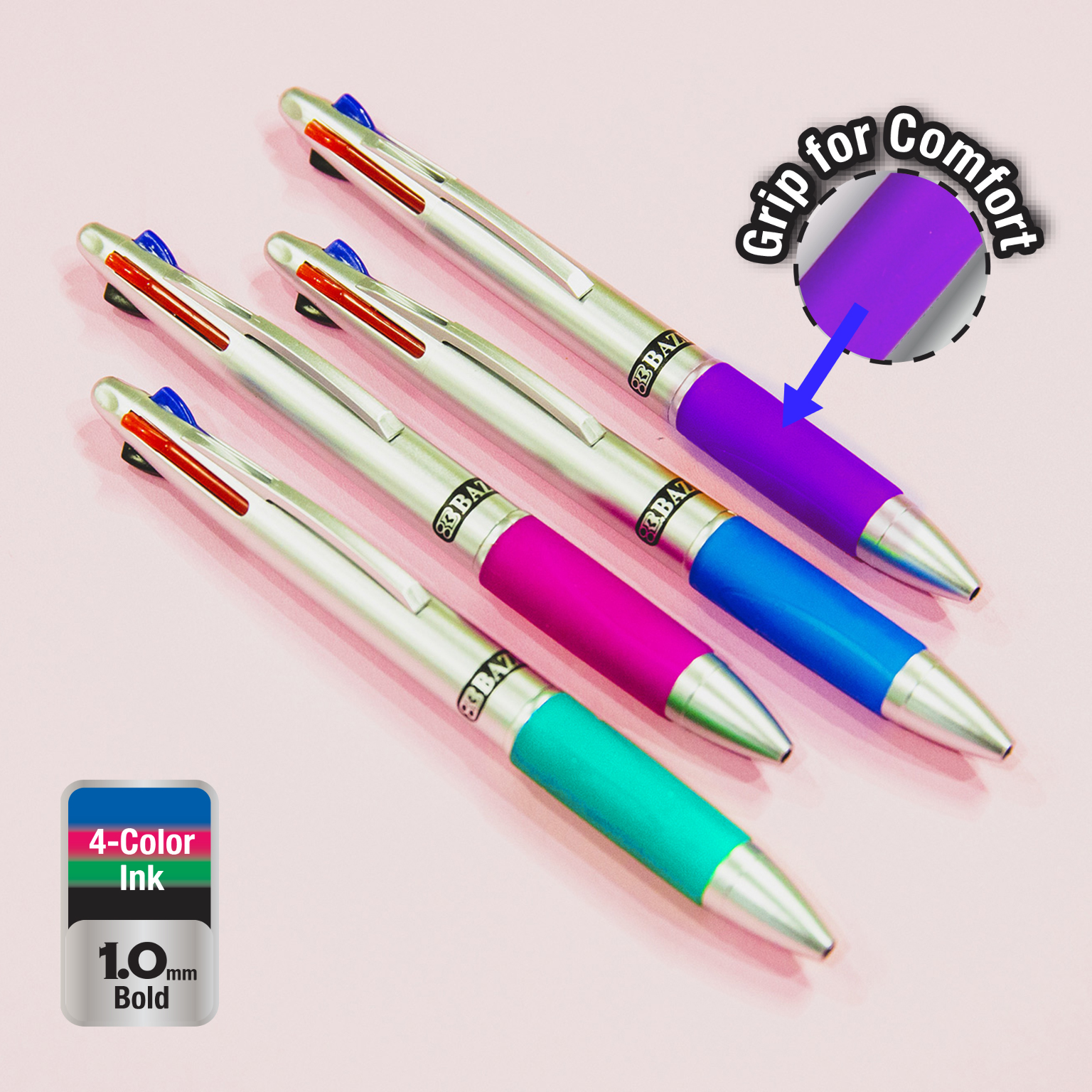 Set of 24 Bulk Lot 2pc Mini Retractable 4-Color Multi-Color Pens (48 Pens  Total)