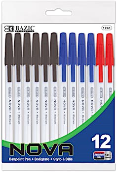 BAZIC Pure Red Stick Pen (12/Pack) Bazic Products