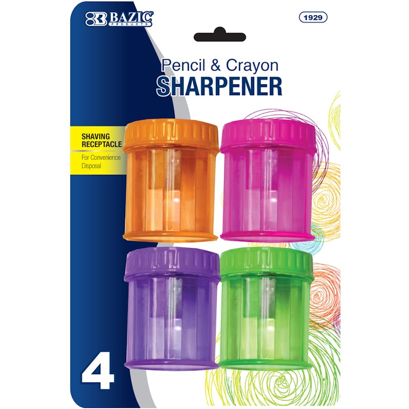 Pencil/Crayon Sharpeners - 4 Count  Assorted Colors