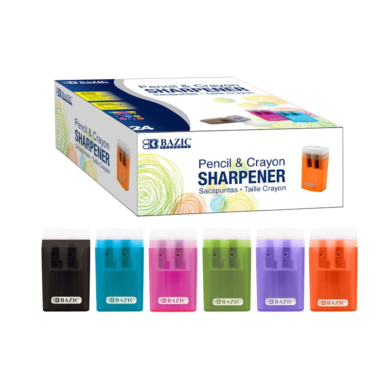 Sharpener - Dual Blades  Shavings Receptacle  Assorted Colors
