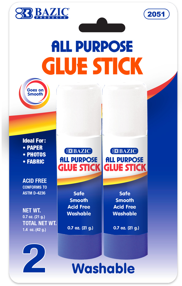 Purple Glue Sticks - Washable, 1.48 oz, Dries Clear