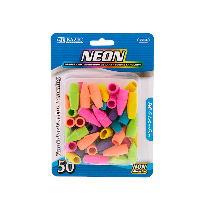 Lot of 5 Eraser Caps Assorted Colors Learning pencil marks Eraser 50 Pack 