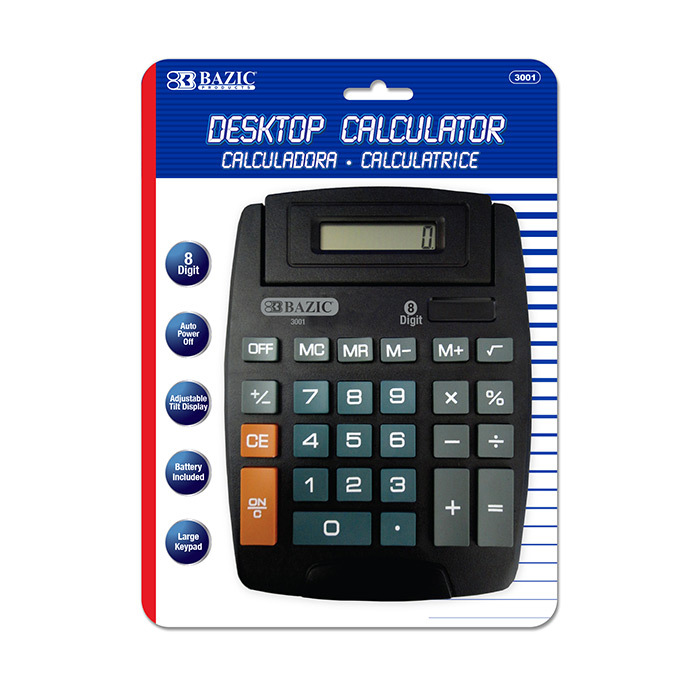 Pocket Calculator Handy Size 8 Digit Display Battery Operated Office Home Black 