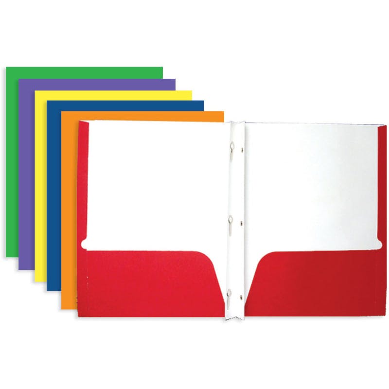 BAZIC 2 Pocket Folder - Assorted Colors  3 Prong
