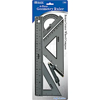 Zonon 1 Set Plastic Clear Student Geometry Math Set Includes Drawing Compass, 6 Inch 4 Inch