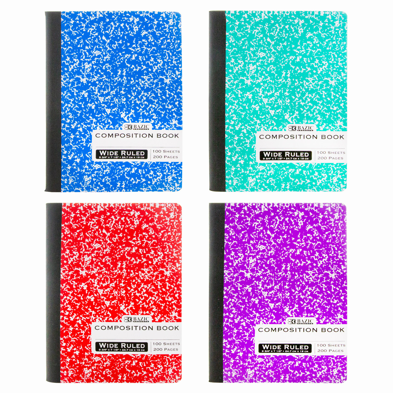 LOT OF 6 BAZIC COMPOSITION WIDE RULED BOOK SCHOOL HOMEWORK NOTEBOOKS 100 SHEETS 
