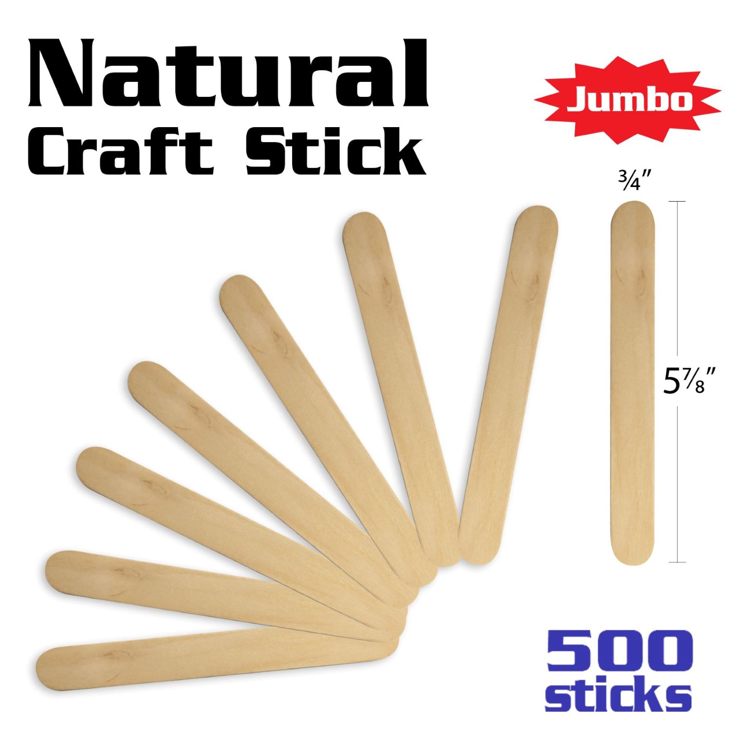 Wholesale Natural Craft Sticks - Jumbo, 500 Pack - DollarDays