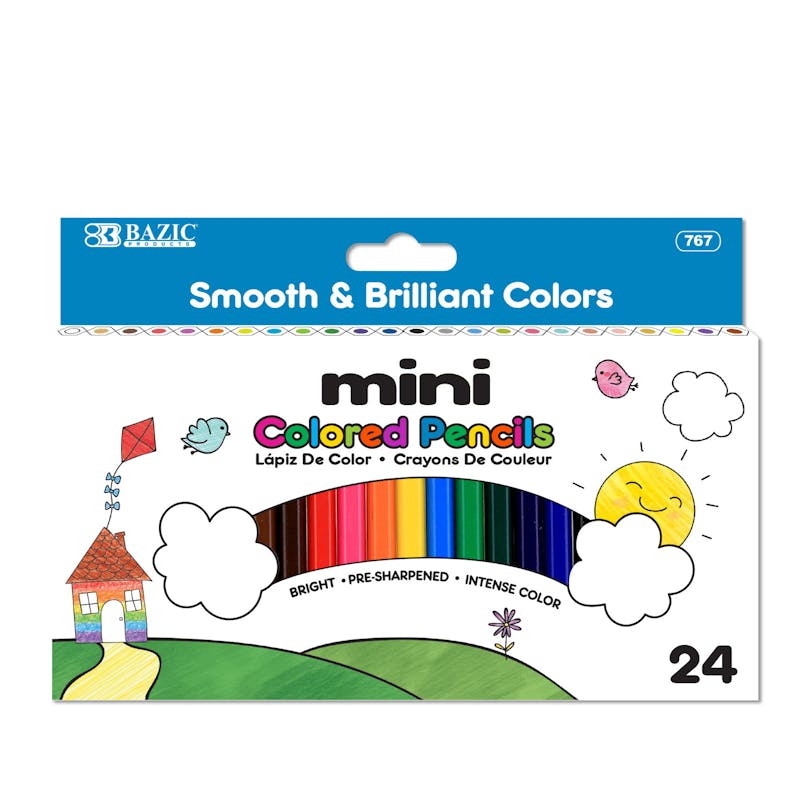 Mini Colored Pencils - 24 Count  Pre-sharpened