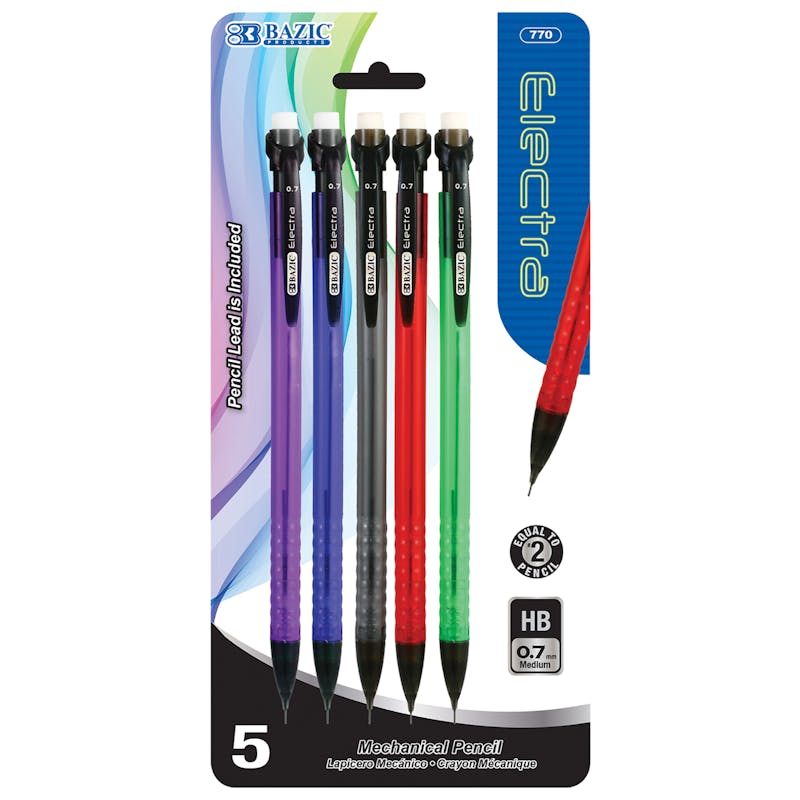 Mechanical Pencils - 5 Count  Assorted Colors  0.7mm Lead