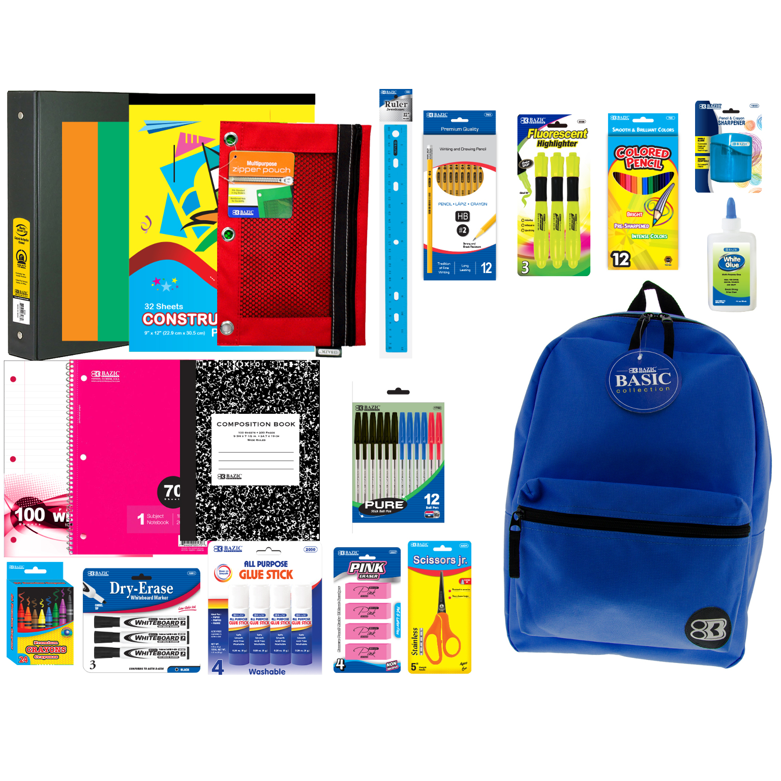 6 Pieces Junior High/high School Supply Kit - School Supply Kits