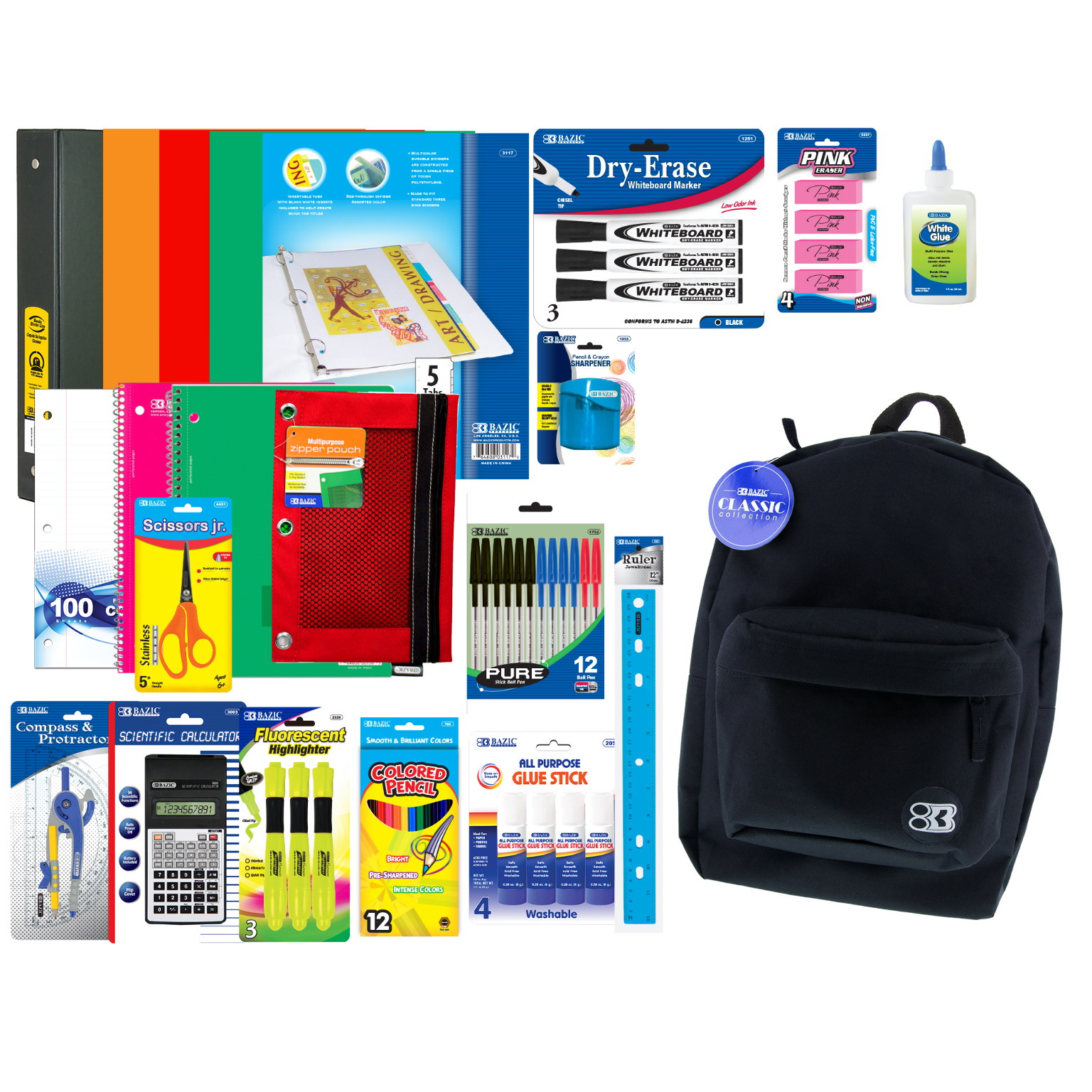 Wholesale Middle/High School Kits with Black Backpack DollarDays