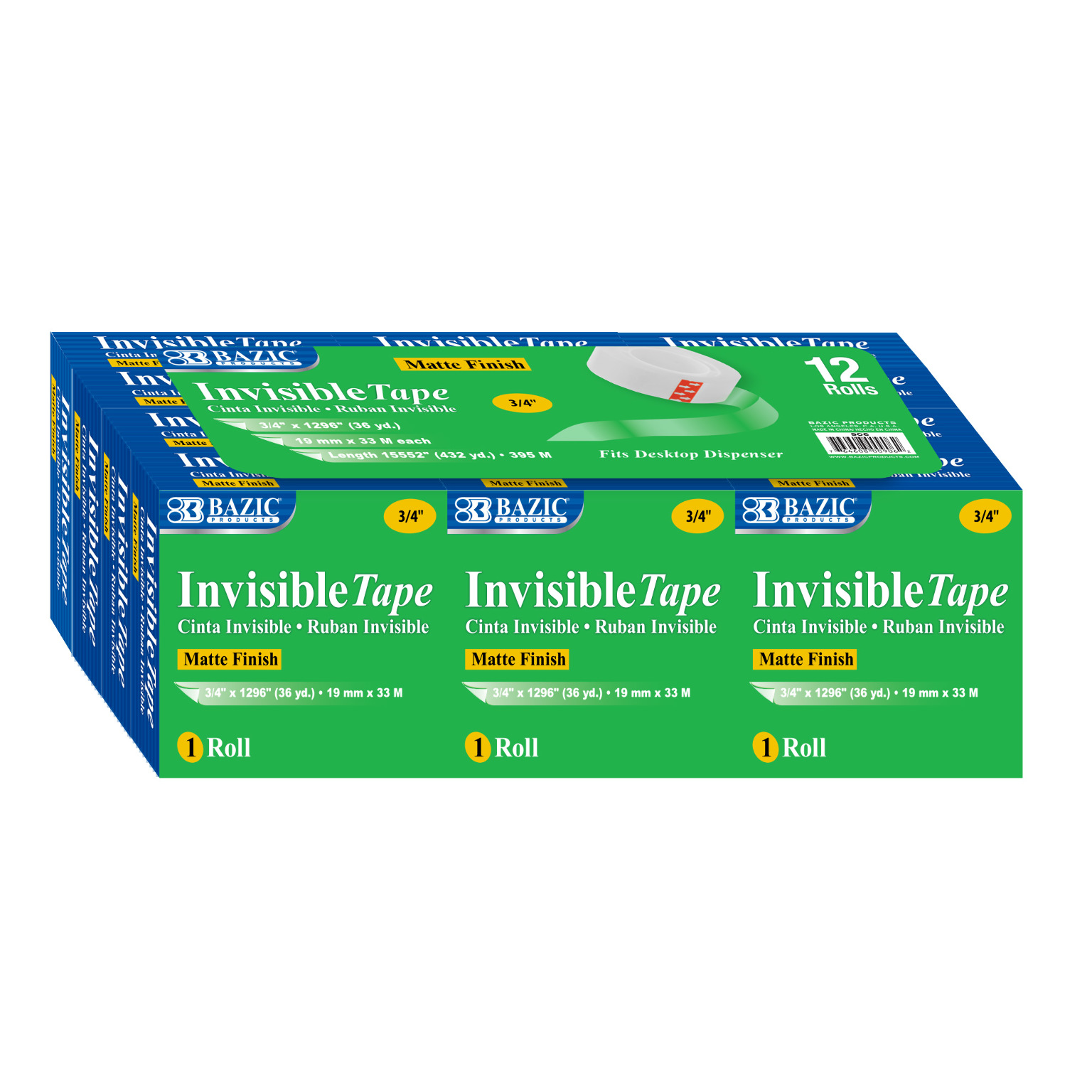 BAZIC 3/4 X 500 Invisible Tape (3/Pack) Bazic Products