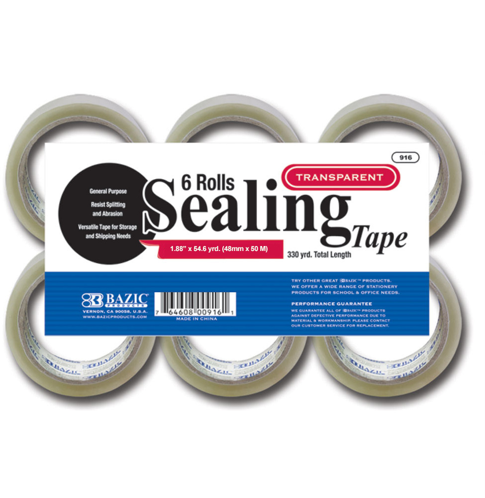 Wholesale BAZIC 1.88" X 54.6 Yards Clear Packing Tape (6/pack) (SKU