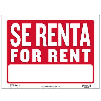 BAZIC 9" X 12" Se Renta Sign