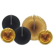 Decorative Paper Fans - Black & Gold