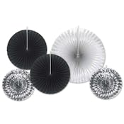 Decorative Paper Fans - Black & Silver