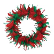 Feather Wreaths - Red & Green, 8"