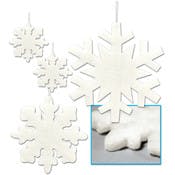 Fluffy Snowflake Decorations - Assorted