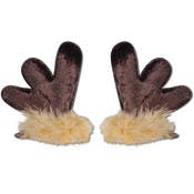 Antler Hair Clips - Brown, Fuzzy, 1 Pair