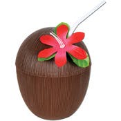 Plastic Coconut Cups - Brown, 16 oz