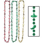 Fiesta Beads - Red, Green, Gold, 33"