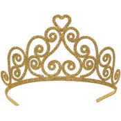 Glittered Metal Tiaras - Gold, 2 Combs
