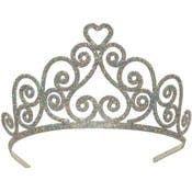 Glittered Metal Tiaras - Silver, 2 Combs
