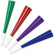 Foil Party Horns - Assorted Colors, 9"